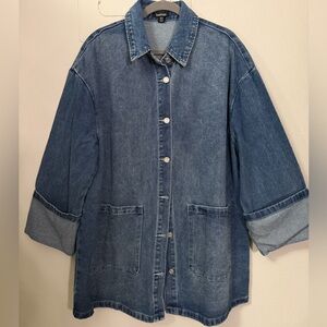 Boohoo Relaxed Oversized Denim Dress - Blue